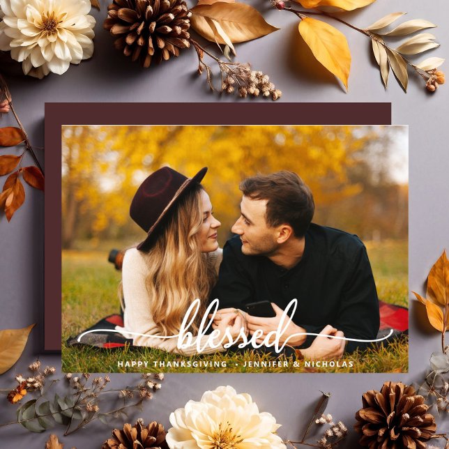 Thanksgiving Blessed Script Photo Postcard (Thanksgiving Blessed Script Photo Postcard)