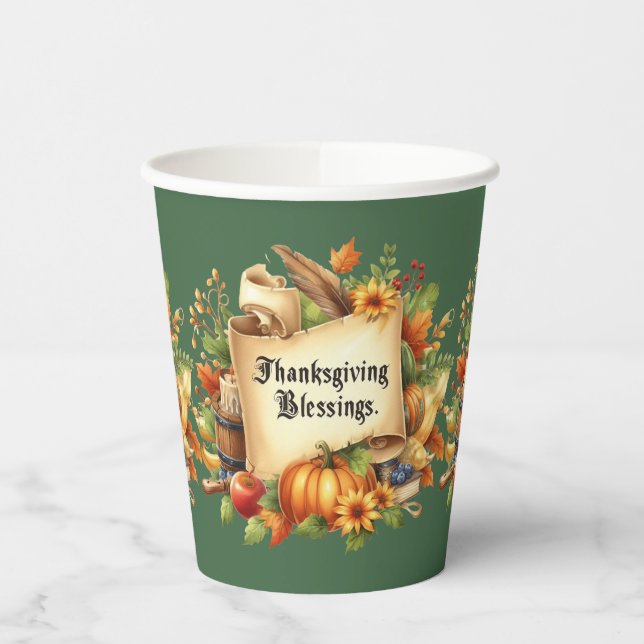 Thanksgiving Blessing Paper Cups (Left)