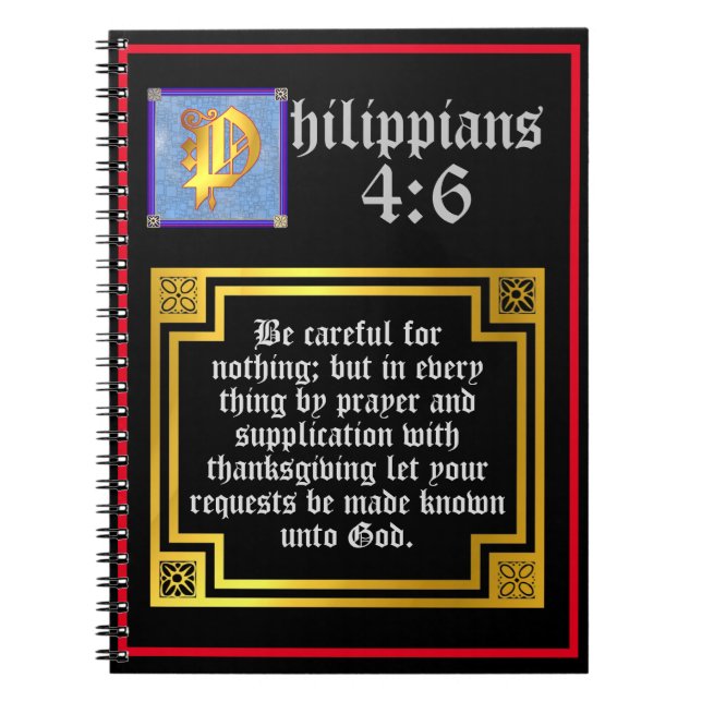 Thanksgiving Blessing Philippians 4:6 Bible Quote Notebook (Front)