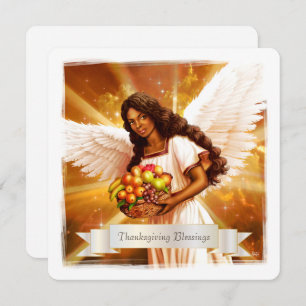 Thanksgiving Blessings. Angel Painting  Holiday Card