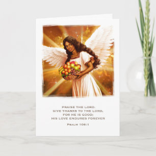 Thanksgiving Blessings. Angel Painting Religious Holiday Card