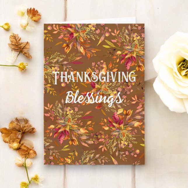 Thanksgiving Blessings Autumn Bouquet Fall Colours Card (Send your personalized Thanksgiving Blessings. Fall Colors and Warm Wishes.)
