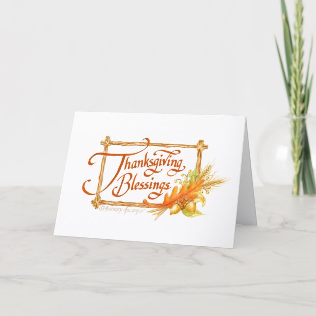 Thanksgiving Blessings Blank Folded Greeting Card  (Front)