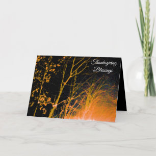 Thanksgiving Blessings Fall colours Night Sky Holiday Card
