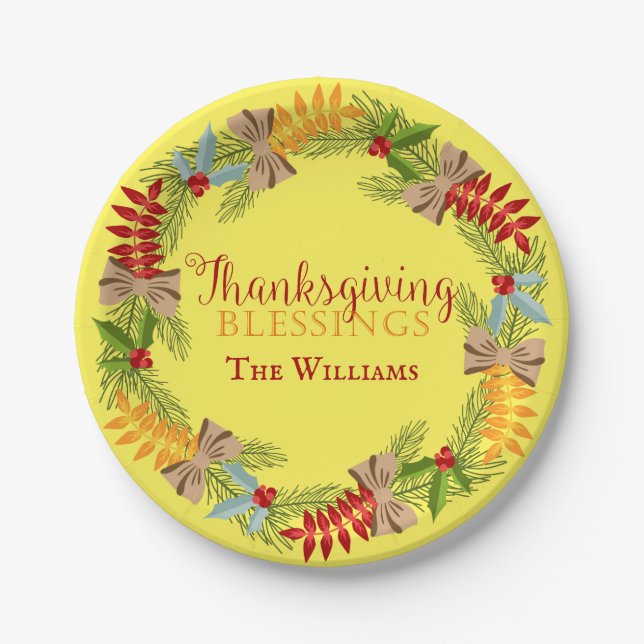 Thanksgiving Blessings Paper Plate (Front)