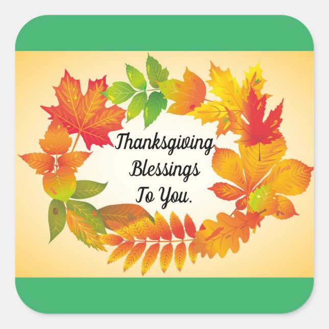 Thanksgiving Blessings Square Sticker (Front)