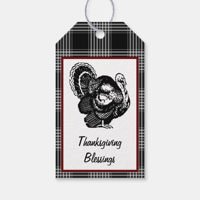 Thanksgiving Blessings Turkey Gift Tags (Front)