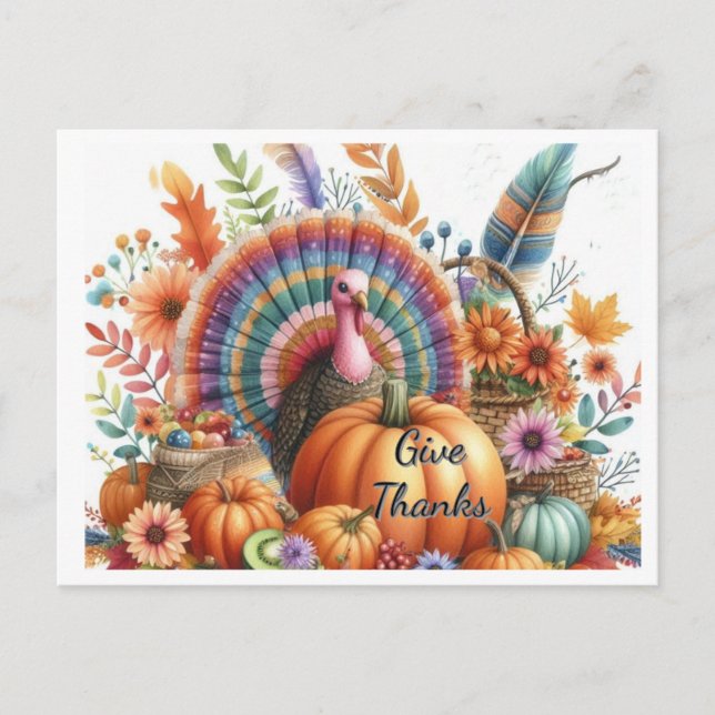 Thanksgiving Boho Tom Turkey  Postcard (Front)