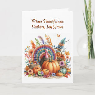 Thanksgiving Boho Turkey Folded Holiday Card