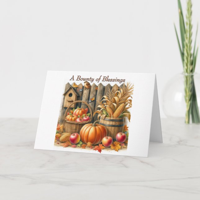 Thanksgiving Bounty of Blessings  Holiday Card (Front)