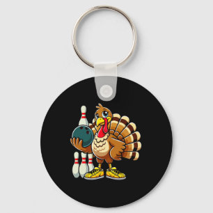 Thanksgiving Bowling Shirt Women Men Funny Turkey  Key Ring