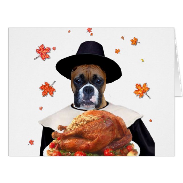 Thanksgiving Boxer dog (Front Horizontal)