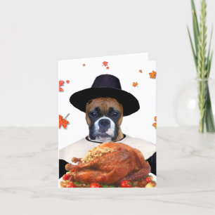 Thanksgiving boxer dog notecard