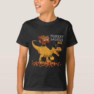 Thanksgiving Boys Turkey Saurus T Rex Dino Kids Di T-Shirt