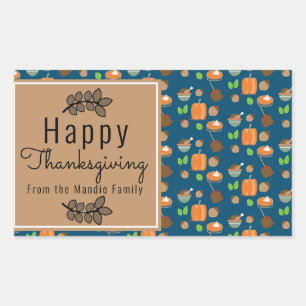 Thanksgiving Branch Greenery Pattern Sweet Gifts Rectangular Sticker