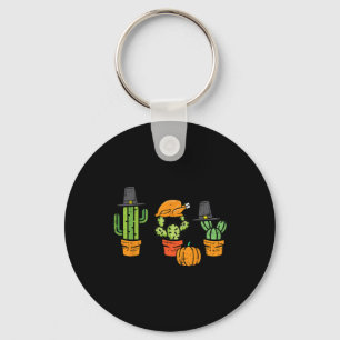 Thanksgiving Cactus Cute Succulent Plant Fall Men Key Ring