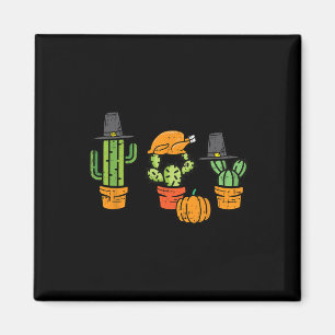 Thanksgiving Cactus Cute Succulent Plant Fall Men Magnet