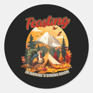 Thanksgiving Camping Turkey Hiking Lover Classic Round Sticker