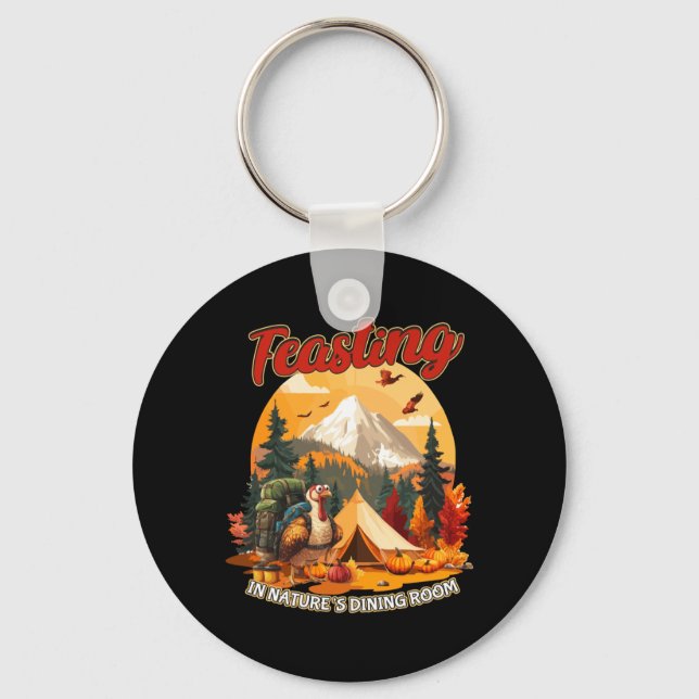 Thanksgiving Camping Turkey Hiking Lover Key Ring (Front)