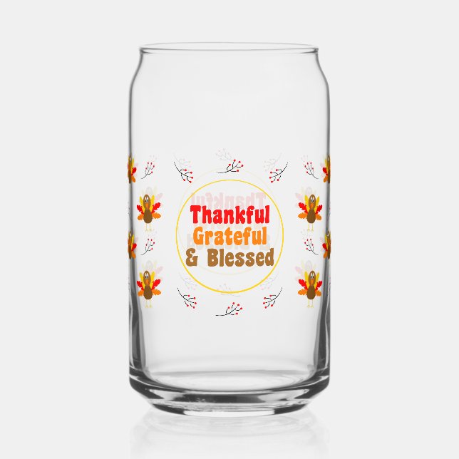 Thanksgiving Can Glass Thanksgiving Home Decor (Front)