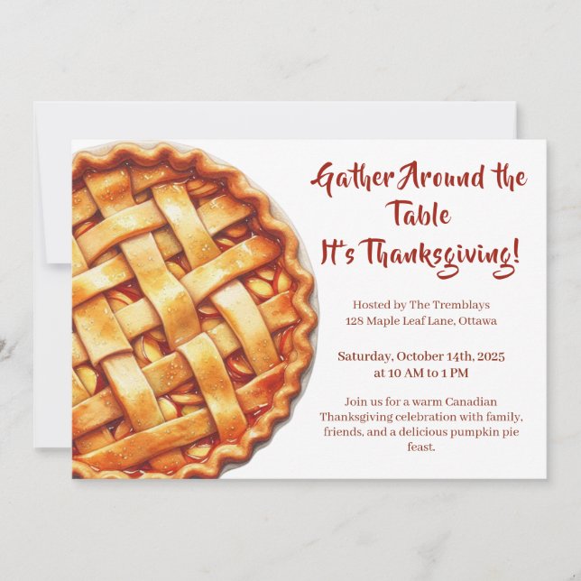 Thanksgiving Canada | Apple Pie Gathering  Invitation (Front)