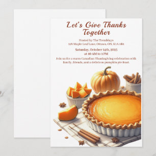 Thanksgiving Canada   Cosy Pumpkin Pie Gathering Invitation