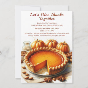 Thanksgiving Canada Cozy Pumpkin Pie Gathering Invitation