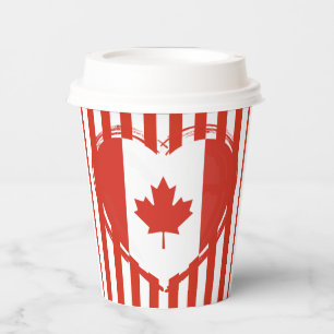 Thanksgiving Canada – Red heart and stripes Paper Cups