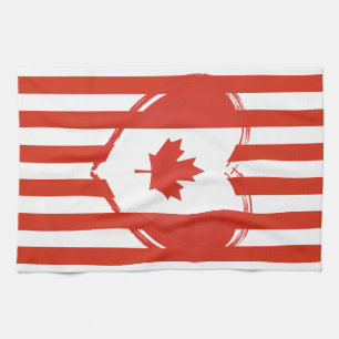 Thanksgiving Canada – Red heart and stripes Tea Towel