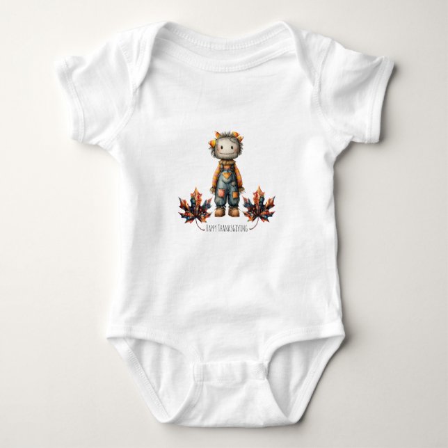 Thanksgiving Candy Corn Scarecrow Baby Bodysuit (Front)