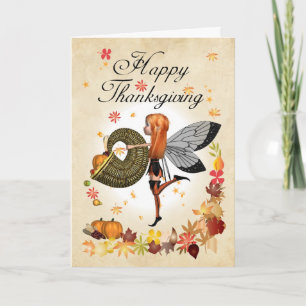 Thanksgiving Card - Cute Little Pumpkin Fairy