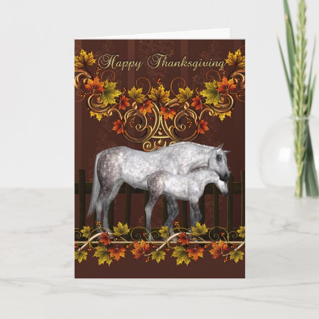 Thanksgiving Card With Mare And Foal - Equine Than (Front)