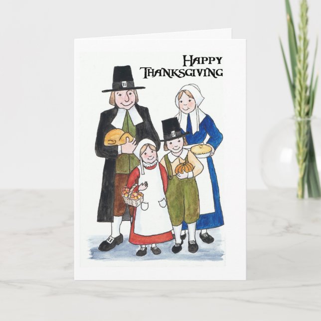 Thanksgiving Card with Pilgrims (Front)