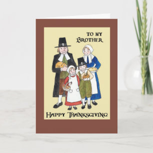 Thanksgiving Card with Pilgrims for Brother