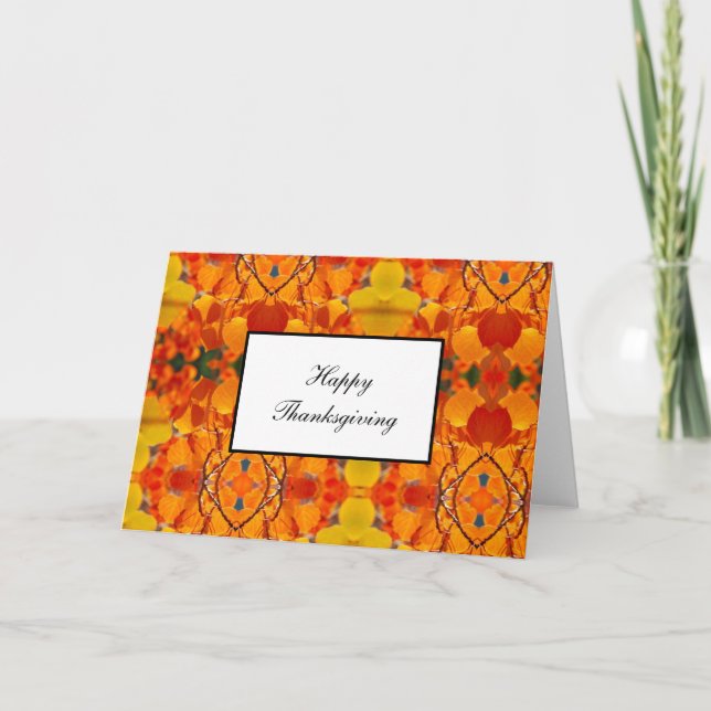 Thanksgiving Card Yellow/Orange Leaf Pattern (Front)