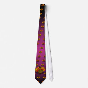 Thanksgiving Cartoon Turkey Pilgrim Tie