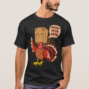 Thanksgiving Cat Fake Cat Meow Thanksgiving Turk T-Shirt