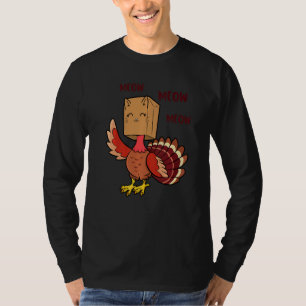 Thanksgiving Cat Fake Cat Meow Thanksgiving Turke T-Shirt