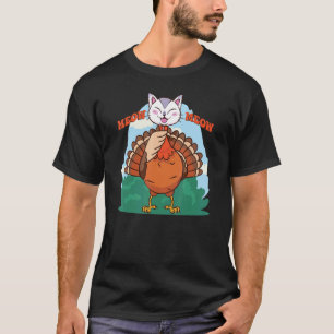 Thanksgiving Cat Fake Cat Meow Thanksgiving Turke T-Shirt