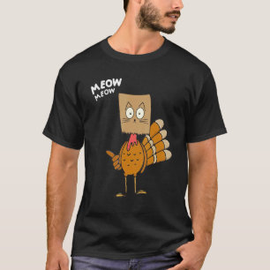 Thanksgiving Cat Fake Cat Meow Thanksgiving Turke T-Shirt