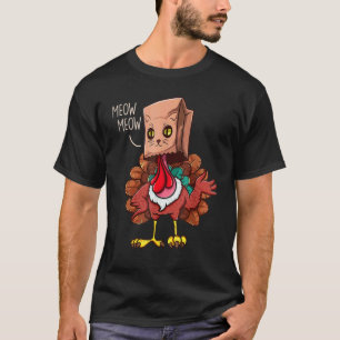 Thanksgiving Cat  Fake Cat Meow Thanksgiving Turke T-Shirt