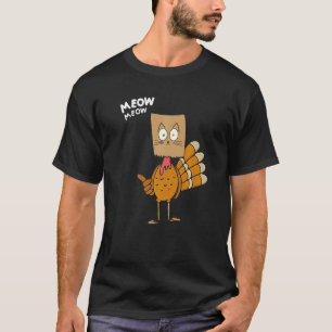 Thanksgiving Cat Fake Cat Meow Thanksgiving Turkey T-Shirt