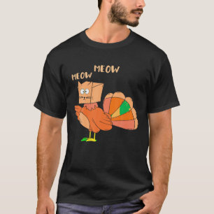 Thanksgiving Cat Funny Fake Cat Meow Thanksgiving T-Shirt
