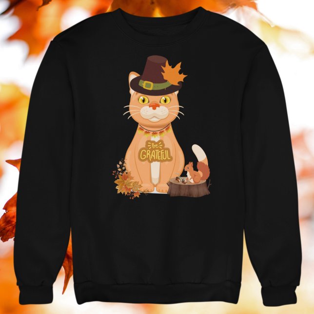 Thanksgiving Cat Lover Sweatshirt (Thanksgiving Cat Themed Sweatshirt)