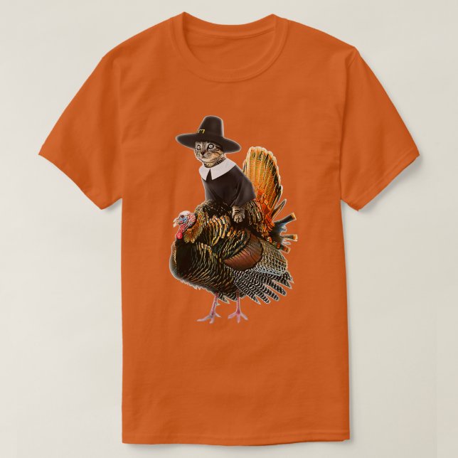 Thanksgiving Cat Pilgrim Costume Thanksgiving Turk T-Shirt (Design Front)