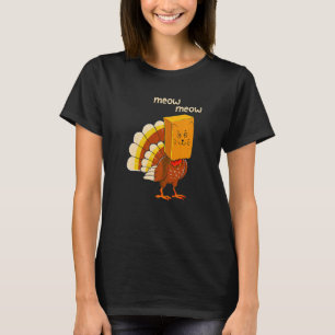 Thanksgiving Cat Turkey Fake Cat Meow Thanksgiving T-Shirt