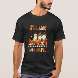Thanksgiving Cats Dinner Feast Vintage Fall Feline T-Shirt