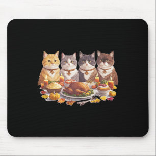 Thanksgiving Cats Dinner Feast Vintage Fall Mouse Pad