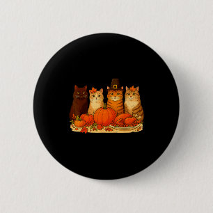 Thanksgiving Cats Dinner Pumpkin Autumn Men Women  6 Cm Round Badge