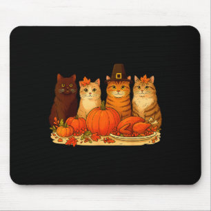 Thanksgiving Cats Dinner Pumpkin Autumn Men Women  Mouse Pad